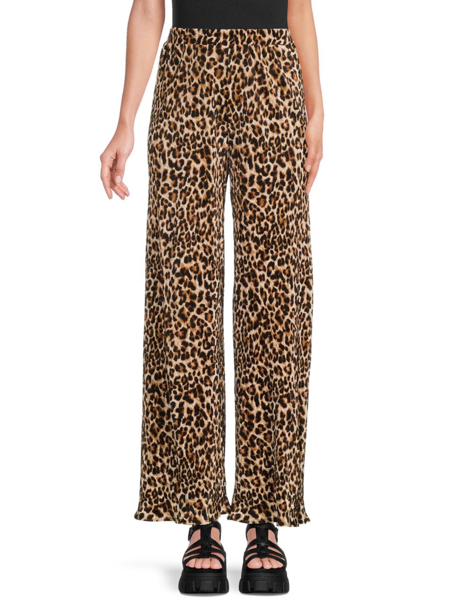 

Брюки с леопардовым принтом плиссе Renee C., коричневый