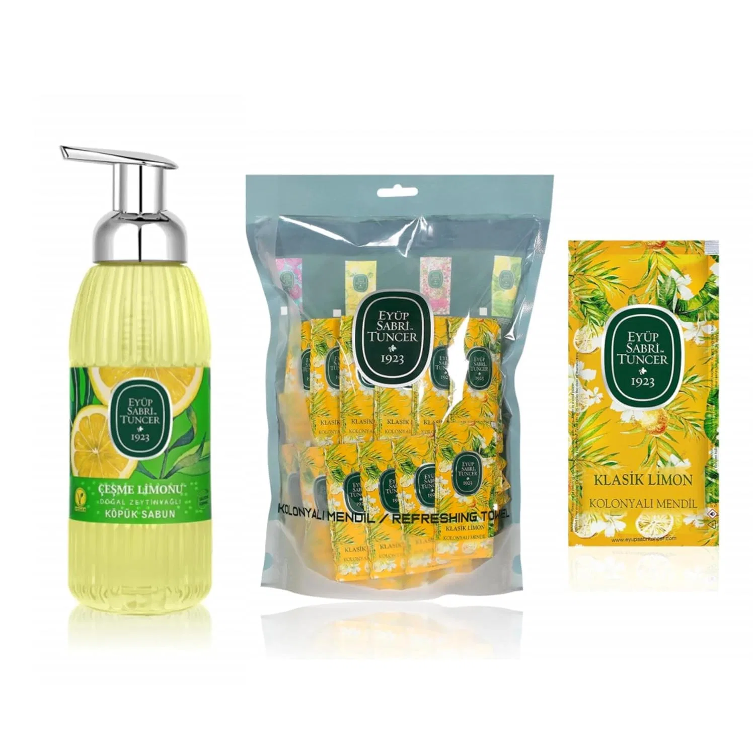 Набор для ухода за руками EYÜP SABRİ TUNCER Çeşme Lemon: мыло-пена 500 мл + салфетки Classic Lemon 150 шт. Eyüp Sabri Tuncer