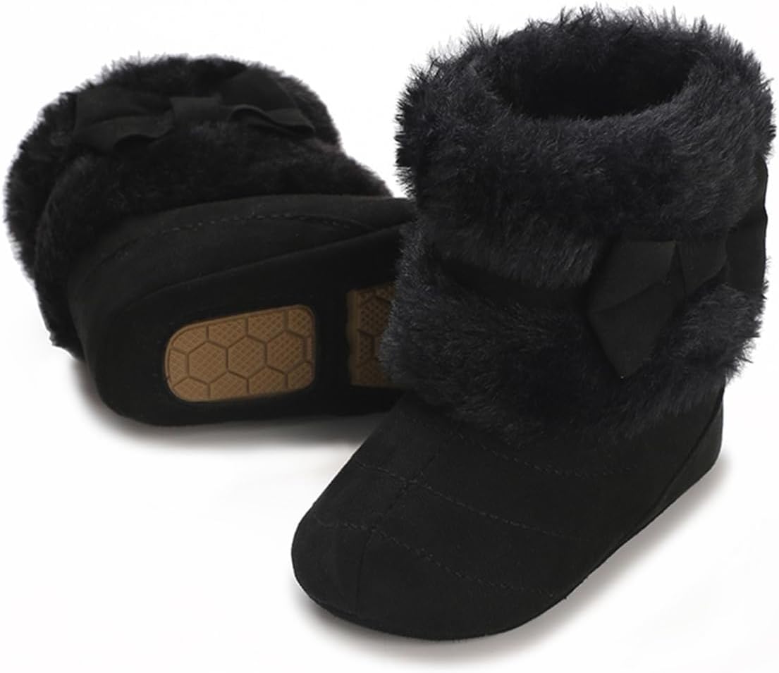 

Ботинки для новорожденных мальчиков и девочек E-FAK, зимние снежные с бантиком, с мягкой подошвой, противоскользящие, теплые, для малышей и начинающих ходить, B/Black