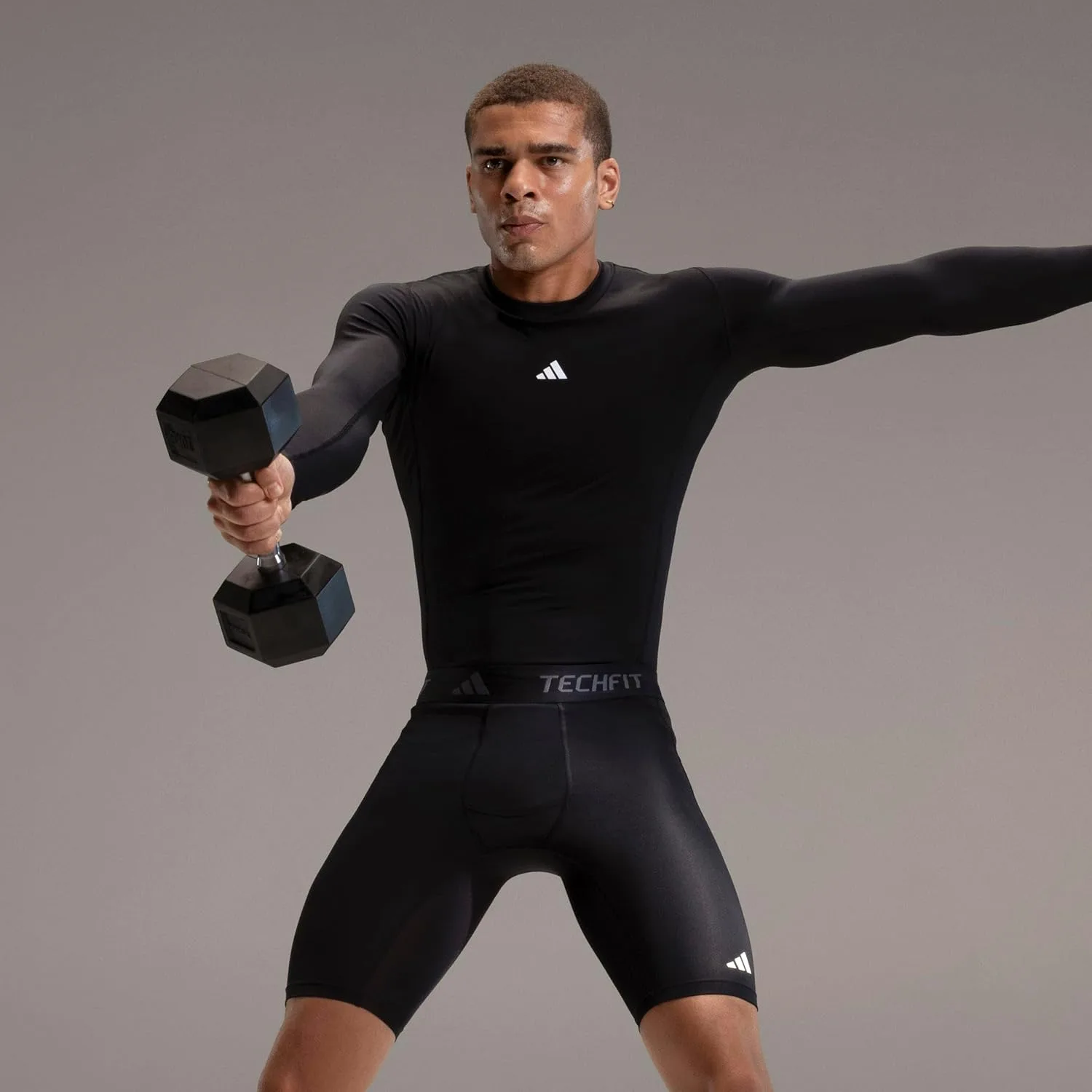 Мужская футболка Techfit Compression с длинным рукавом adidas — фото 2