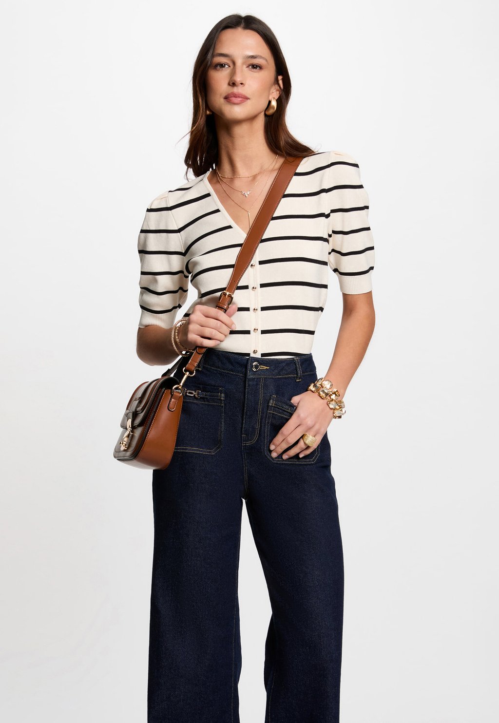 

Футболка с принтом STRIPED SHORT-SLEEVES Morgan, бежевый