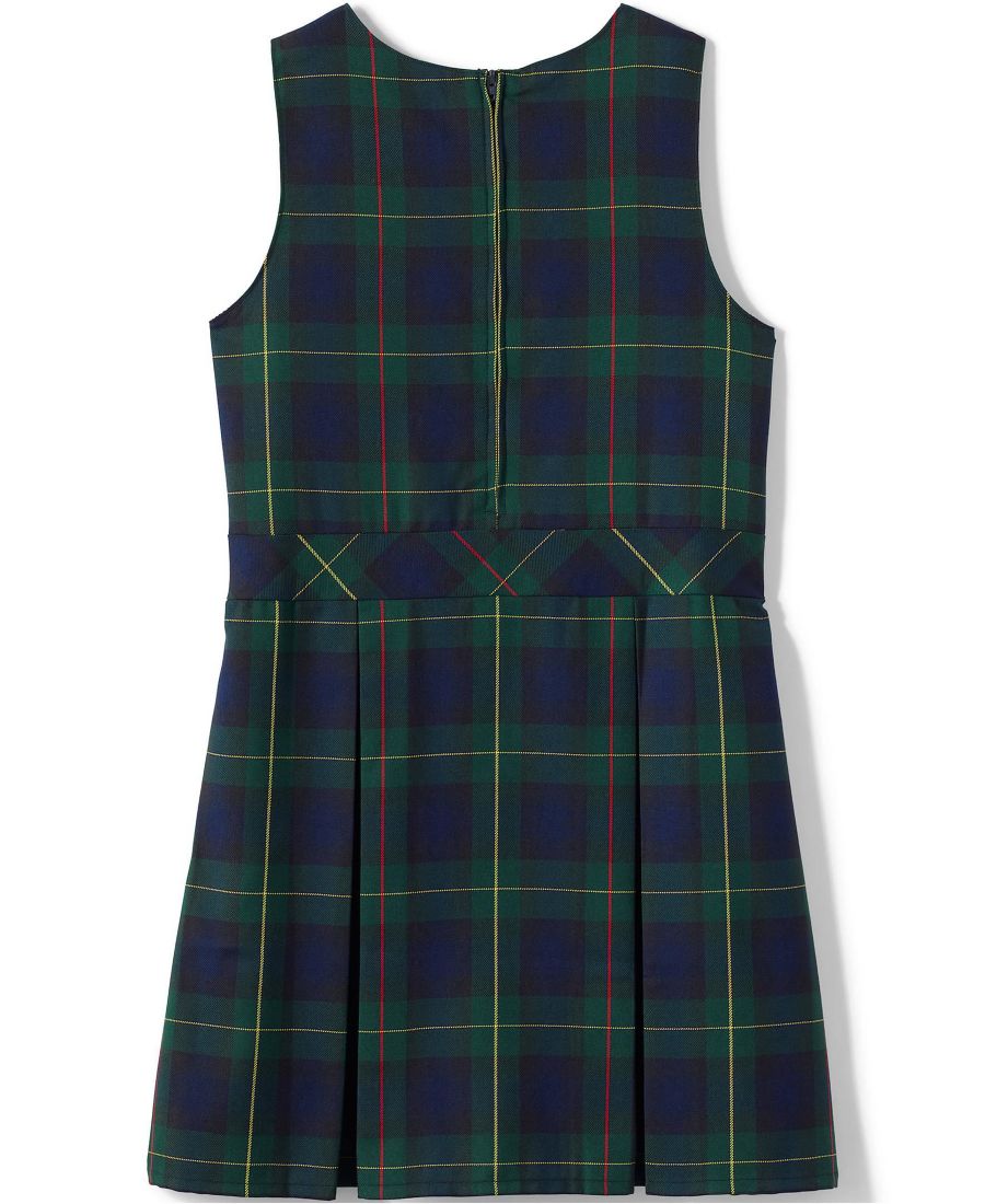 Плэйз-комбинезон до колена для девочек старшего возраста Lands' End, Plaid hunter/classic navy — фото 2