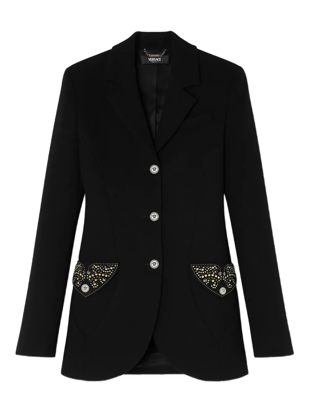 

Шерстяная куртка с декорированным карманом VERSACE, черный