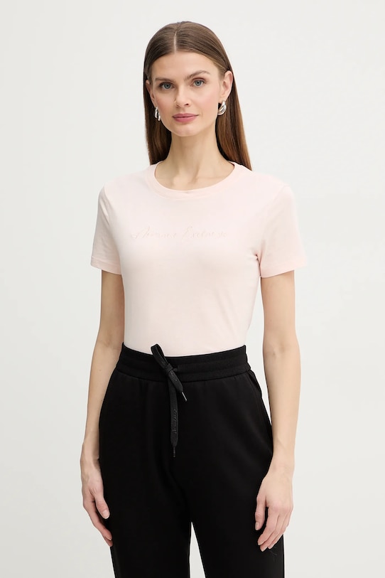 

Хлопковая футболка Armani Exchange, розовый