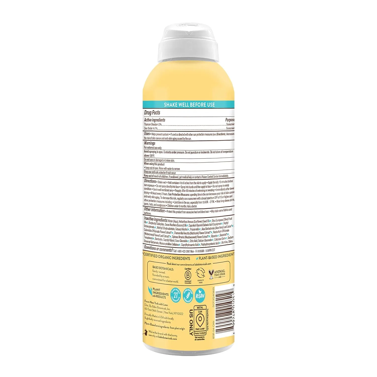 Babo Botanicals Super Shield минеральный солнцезащитный спрей SPF 50 с цинком и диоксидом титана для сверхчувствительной кожи, водостойкий, веганский, без отдушки, для всех возрастов, Clear — фото 3