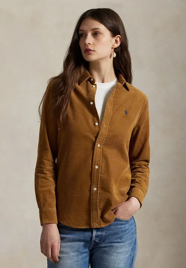 Рубашка из хлопкового вельвета классического кроя Polo Ralph Lauren, цвет загар