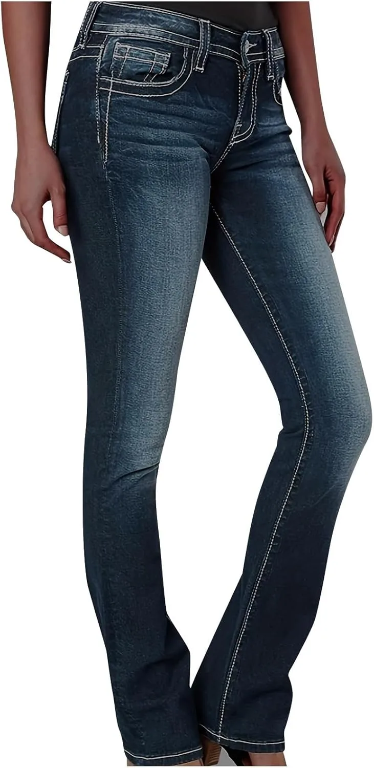 

Женские джинсы wide leg flare vintage mid rise denim bell bottom