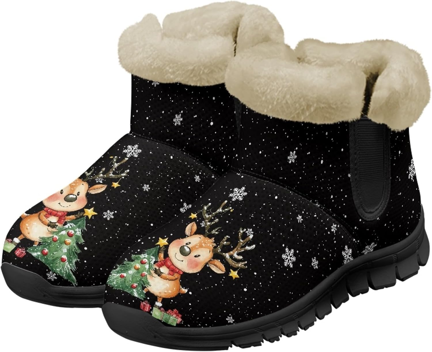 

Женские зимние ботинки Micoklinlin, милые для подростков, девочек и мальчиков, домашние ботинки на зиму, с мягким плюшем, на молнии, противоскользящие, для ходьбы, черный