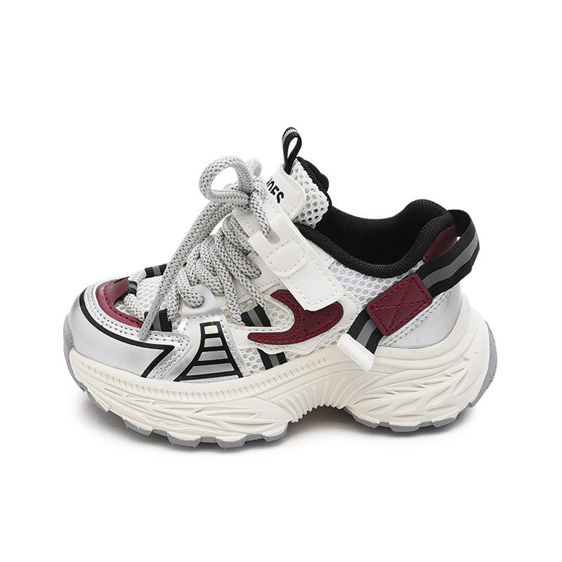 

Нескользящая амортизирующая легкая повседневная обувь с низким верхом для детей Budding, бежевый/бордовый