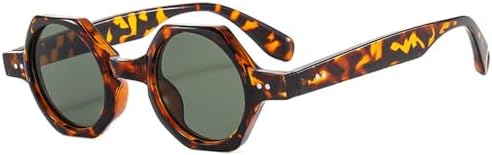 

Винтажные шестиугольные солнцезащитные очки для женщин, ретро-очки с заклепками, черепаховая оправа, маленькие круглые солнцезащитные очки для мужчин MTZJH, C3 Green G15