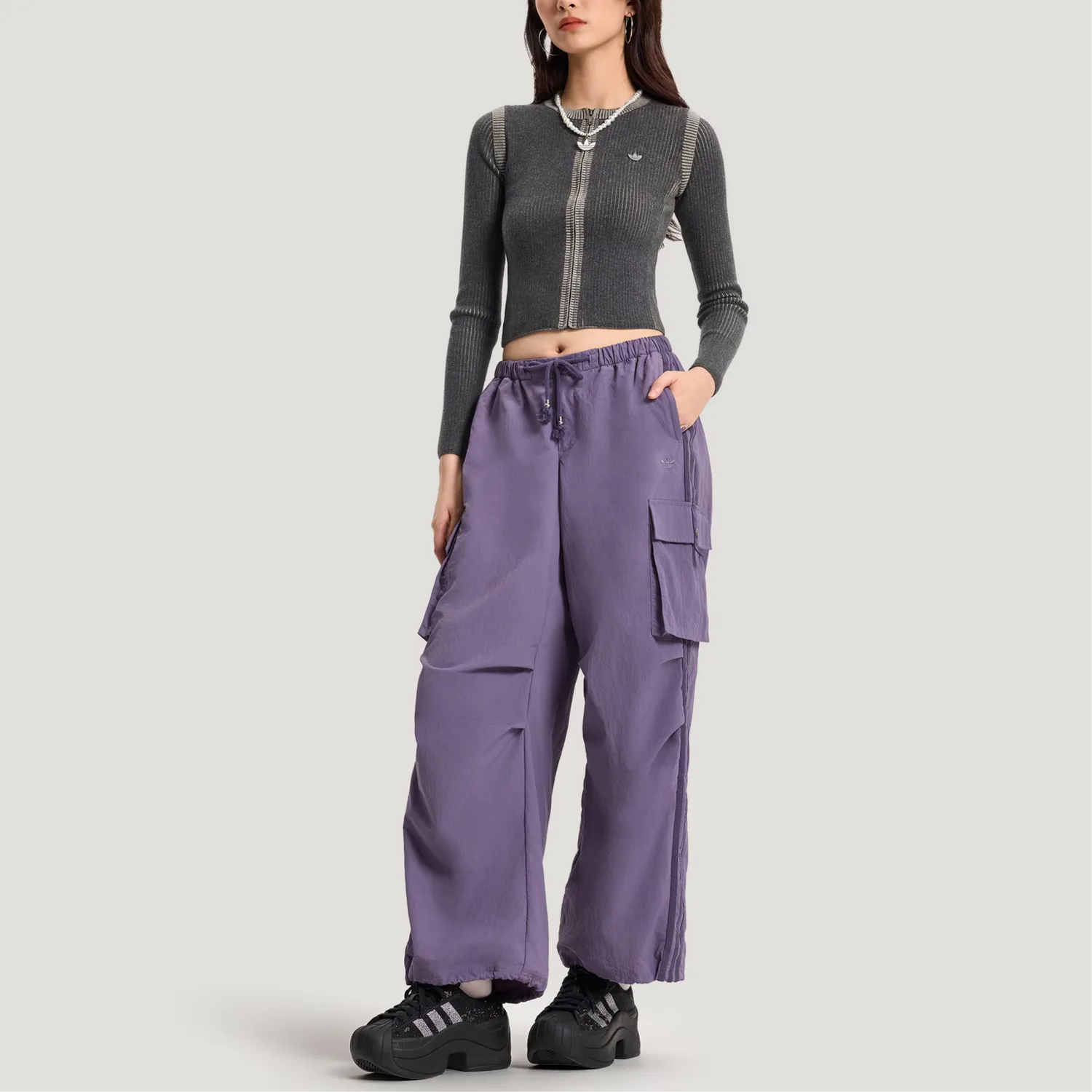 Спортивные брюки Parachute женские Adidas Originals, темно-фиолетовый — фото 4