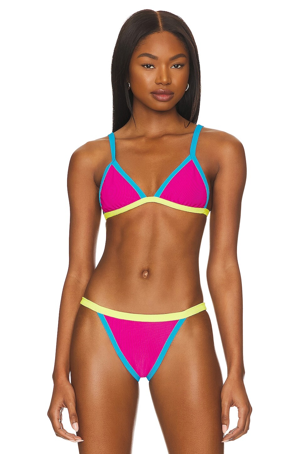 

Топ бикини BEACH RIOT Mika, цвет Retro Brights Colorblock
