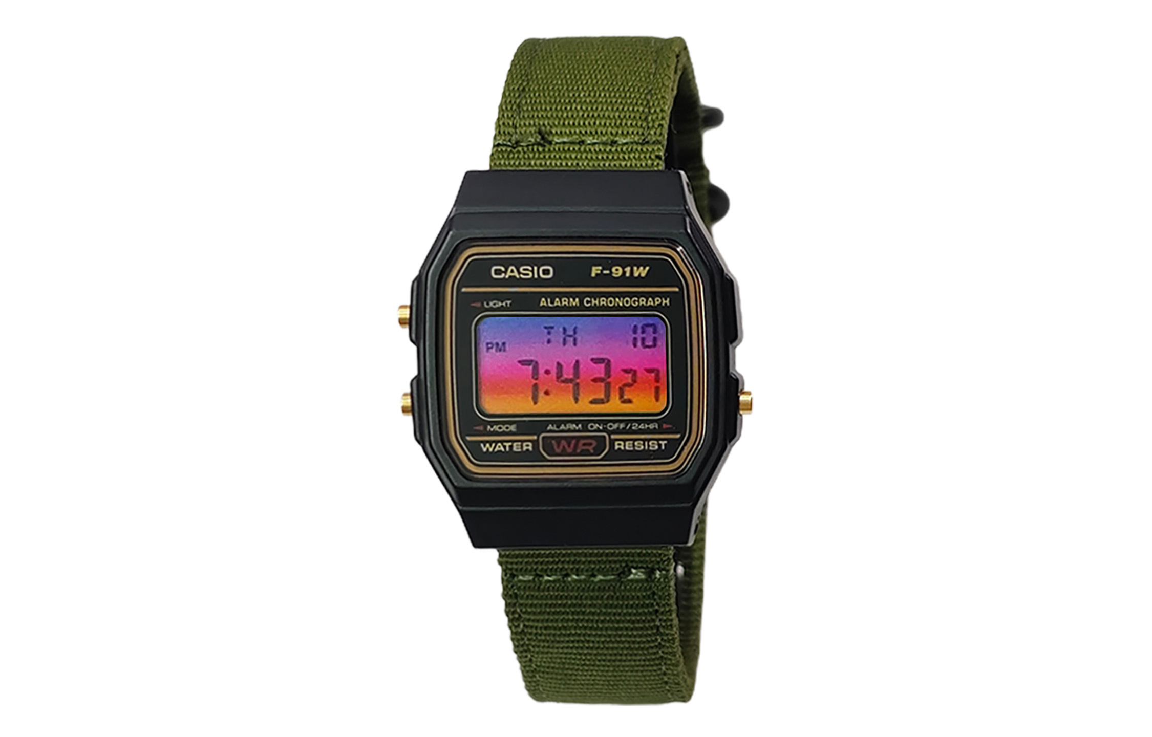 

CASIO Мужские часы Retrofit Series с кварцевым механизмом и нейлоновым ремешком, черный циферблат