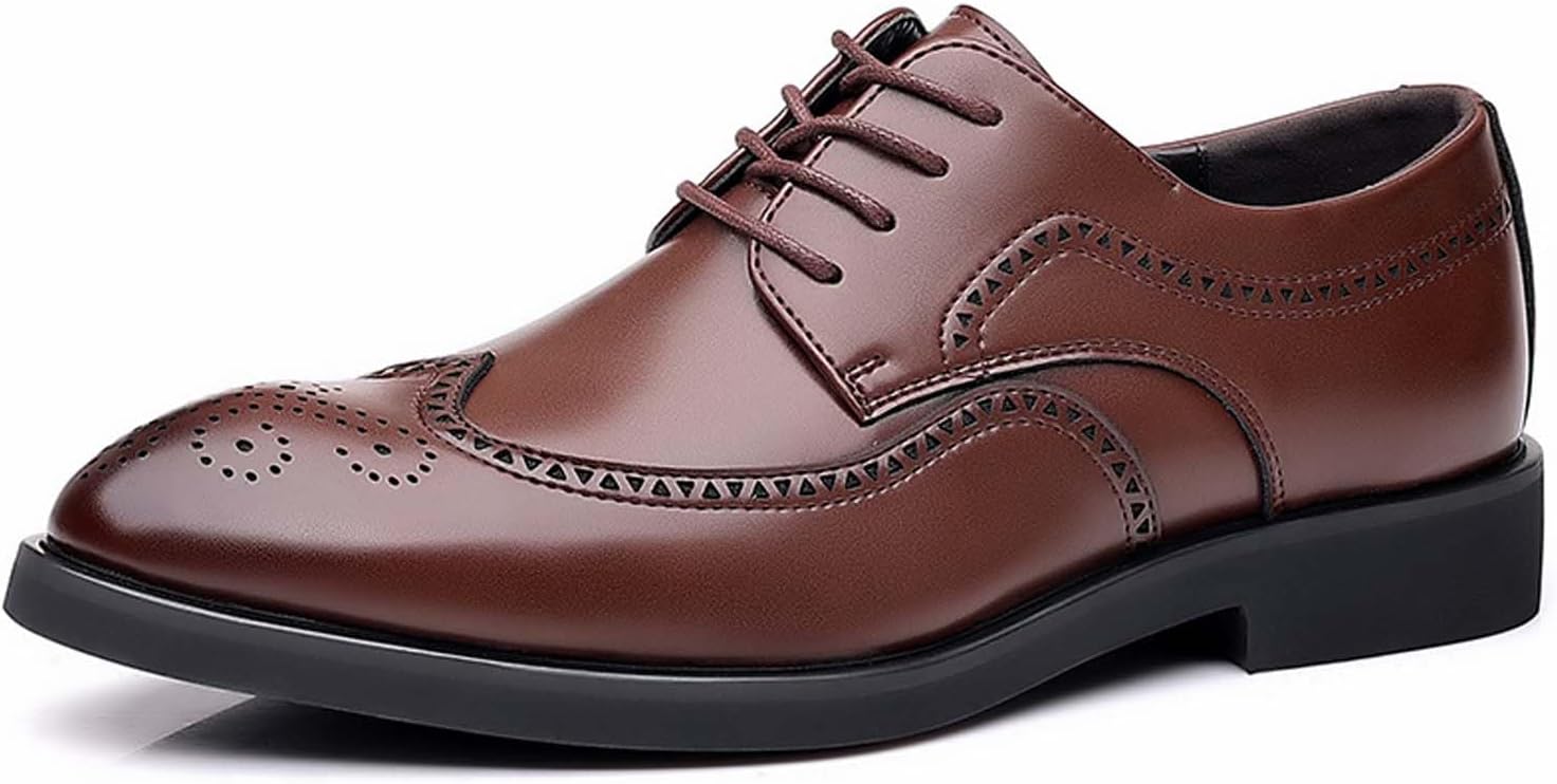 

Мужские повседневные деловые кожаные туфли, удобные шнурованные противоскользящие оксфорды, смокинг, выпускной, свадебные, формальные туфли Lnistride, коричневый