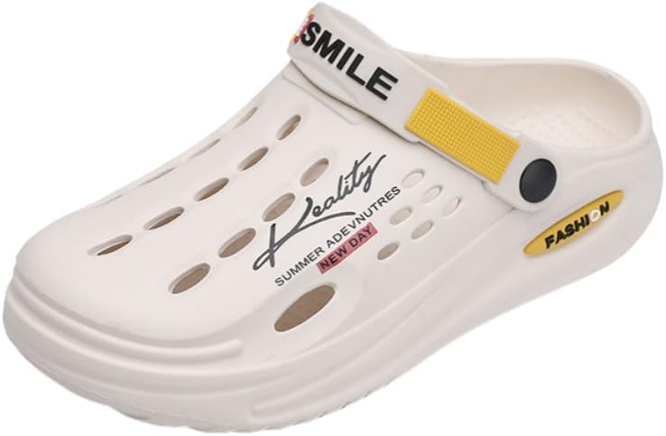 

Мужские дышащие сабо без застежек - подошва против скольжения, толстая платформа, удобные летние сандалии для активного отдыха на улице и в саду Clolinde, бежевый