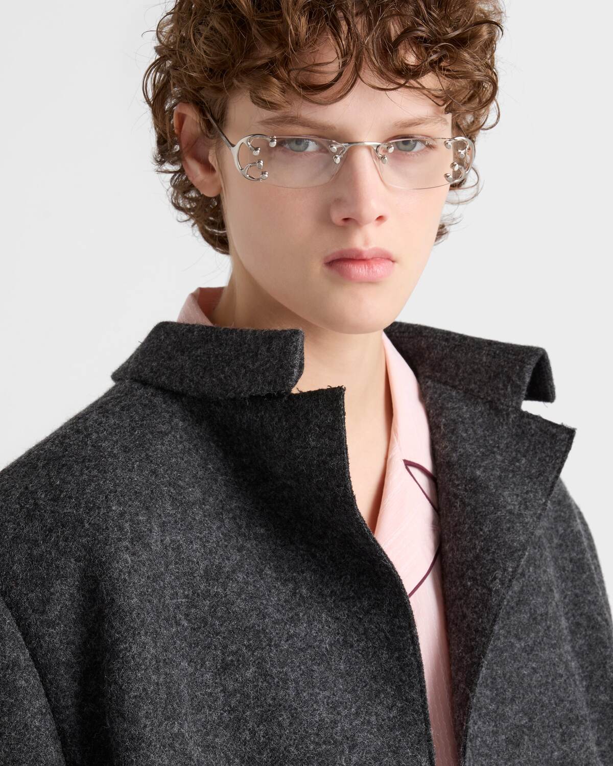 Однобортный жакет из шерсти шетландских овец Prada, грифельно-серый — фото 4