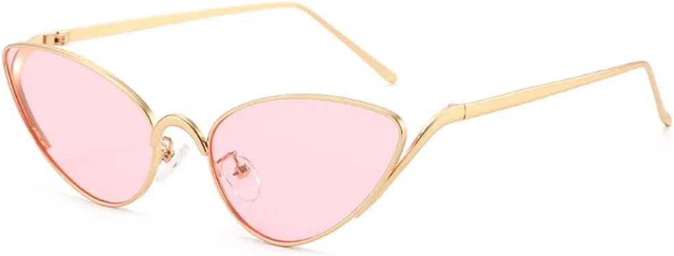 

Женские солнцезащитные очки «кошачий глаз» с металлическими линзами, прозрачные линзы цвета океана, золотистые линзы, защита от УФ-излучения UV400; мужские солнцезащитные очки в стиле панк UUPTTPL, Gold Pink