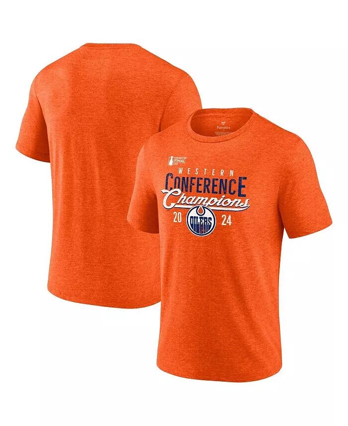 

Мужская футболка из трех смесей Heather Orange Edmonton Oilers 2024 Western Conference Champions Fanatics, оранжевый
