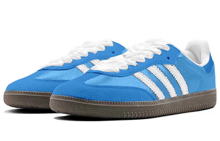 Кроссовки adidas originals SAMBA OG Skateboarding Shoes Unisex Low-top White, голубой — фото 3