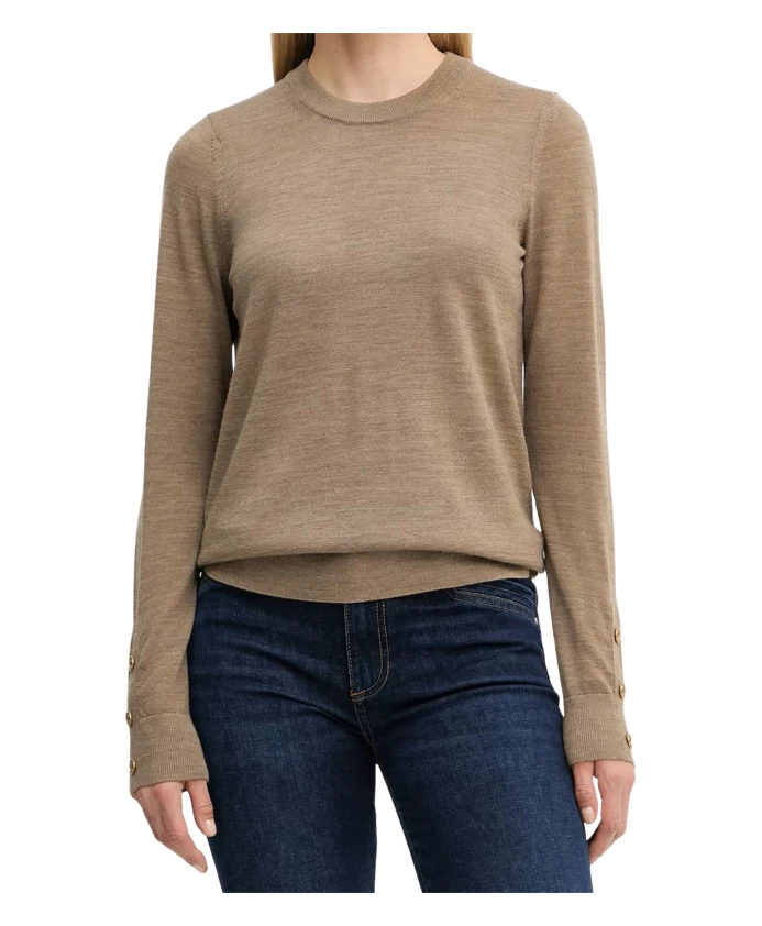 

Свитер из мериносовой шерсти с рукавами на пуговицах Michael Kors, коричневый