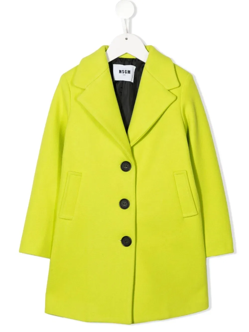 Однобортное пальто с нашивкой-логотипом Msgm Kids, зеленый