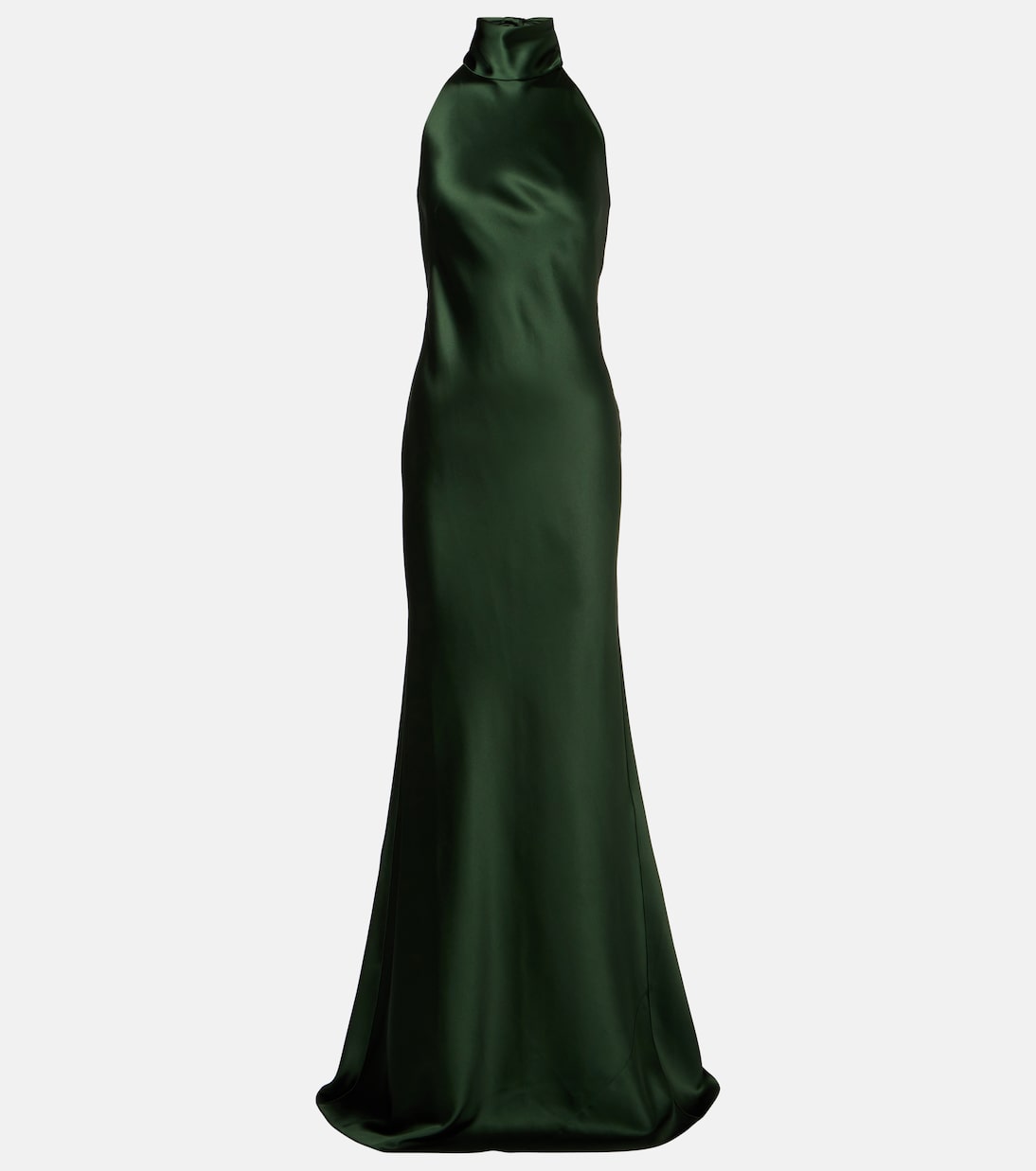 

Атласное платье Chilton с открытой спиной и вырезом халтер Ralph Lauren Collection, Dark Racing Green
