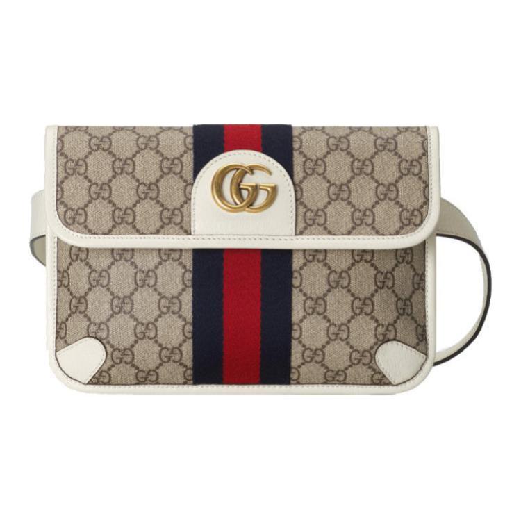 

GUCCI Канвасовая наплечная сумка Ophidia с кожаными вставками поясная сумка кроссбод мужская черно-белая