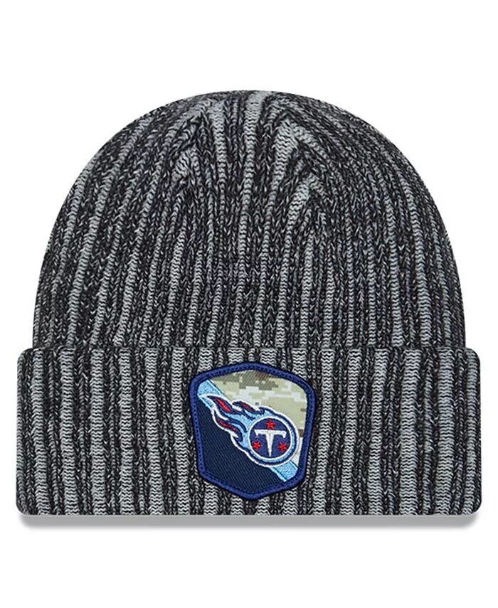 

Мужская черная вязаная шапка Tennessee Titans 2023 Salute To Service с манжетами New Era, черный