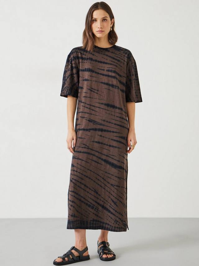 

Платье-футболка миди addi diagonal tie dye HUSH, коричневый