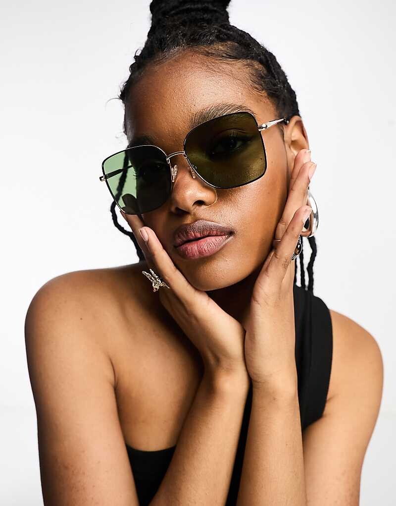 

Черные квадратные металлические солнцезащитные очки в стиле 70-х ASOS DESIGN