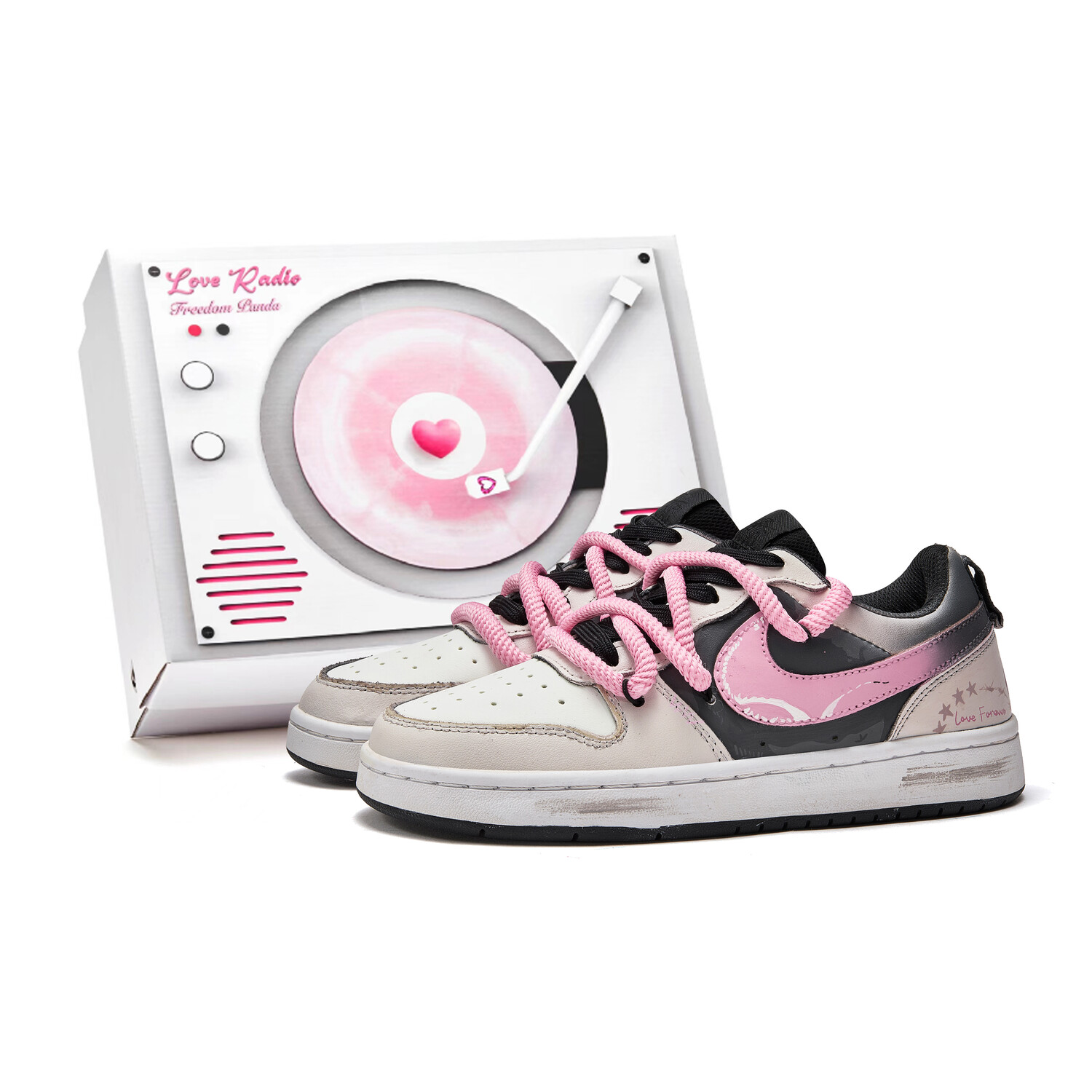 

Кроссовки Nike Court Borough Skateboarding Shoes Women's Low-top Beige/Pink, бежевый