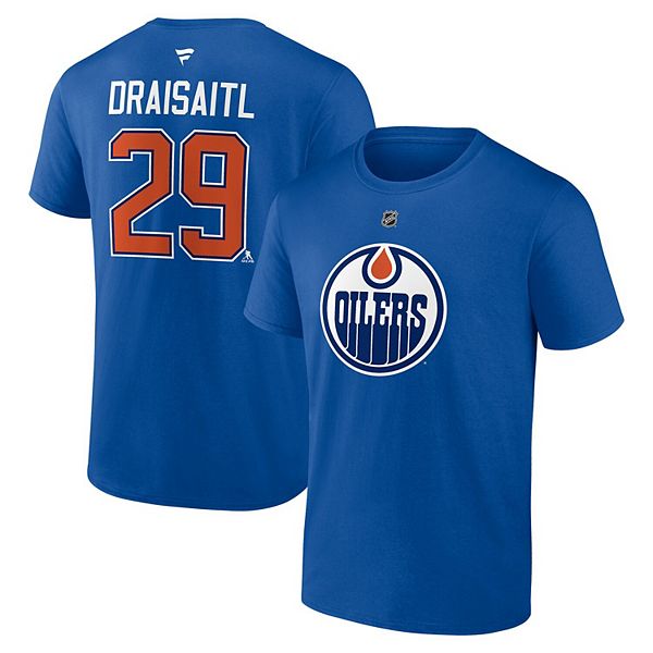 

Футболка мужская Leon Draisaitl Royal Edmonton Oilers Authentic Stack Name & Number Fanatics