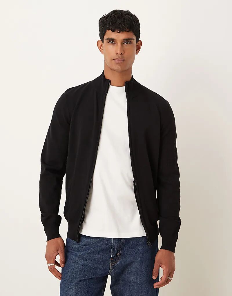 

Трикотажная спортивная куртка Lyle & Scott с сетчатым логотипом в цвете «угольно-черный»