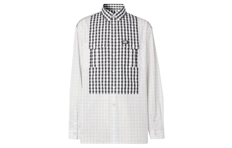 Рубашка мужская Burberry, светло-серый гравий, весна, осень