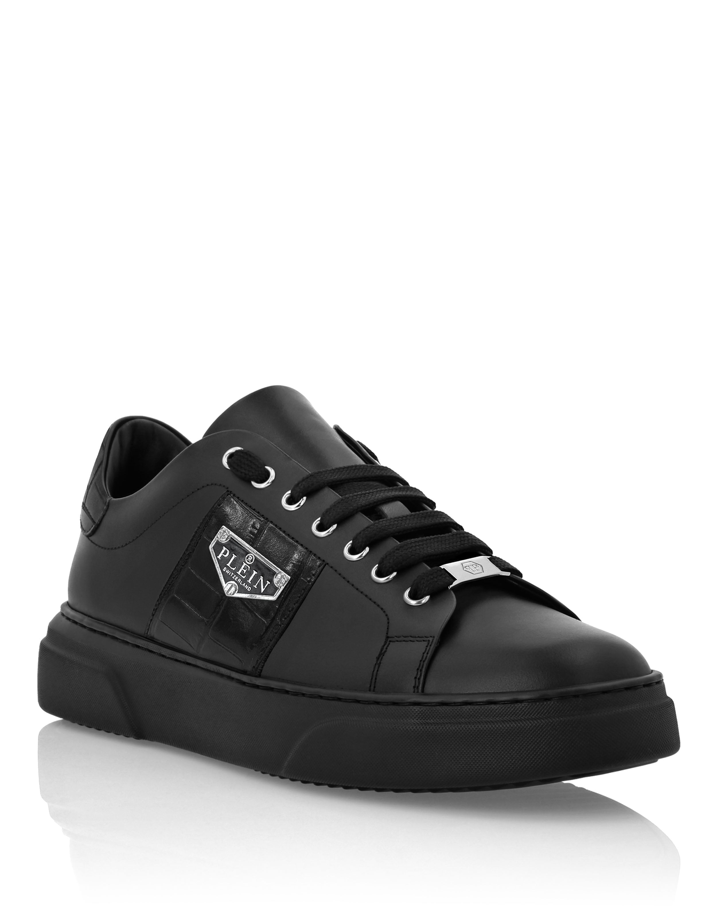 

Кроссовки Lo-Top из кожи Nappa Triangle Plein PHILIPP PLEIN, черный