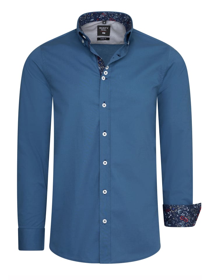 

Повседневная рубашка с цветочным узором в цвете бензиново-голубой Rusty Neal