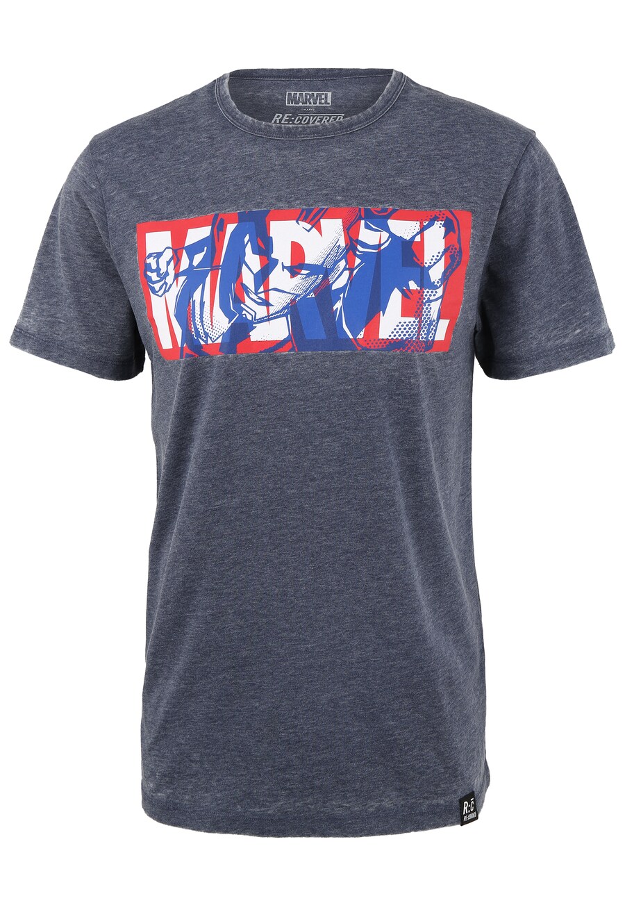 

Классическая футболка Recovered Shirt Marvel Iron Man Classic Logo, темно-синий