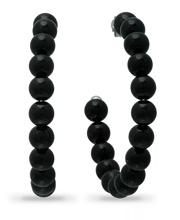 

Серьги-Кольца из натурального камня в серебряной оправе, 1 3/4 дюйма Macy'S, onyx