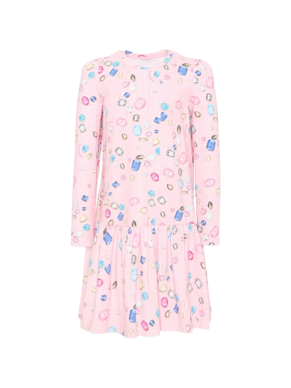 

Платье с воланами и принтом в виде драгоценных камней Monnalisa, розовый