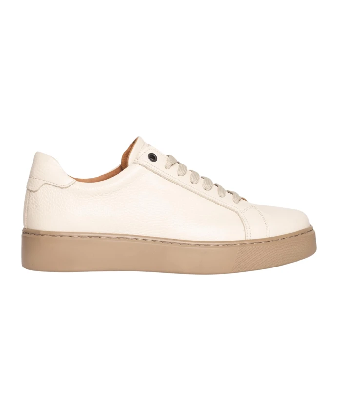 

Кроссовки на шнуровке из кованой телячьей кожи Exton, бежевый