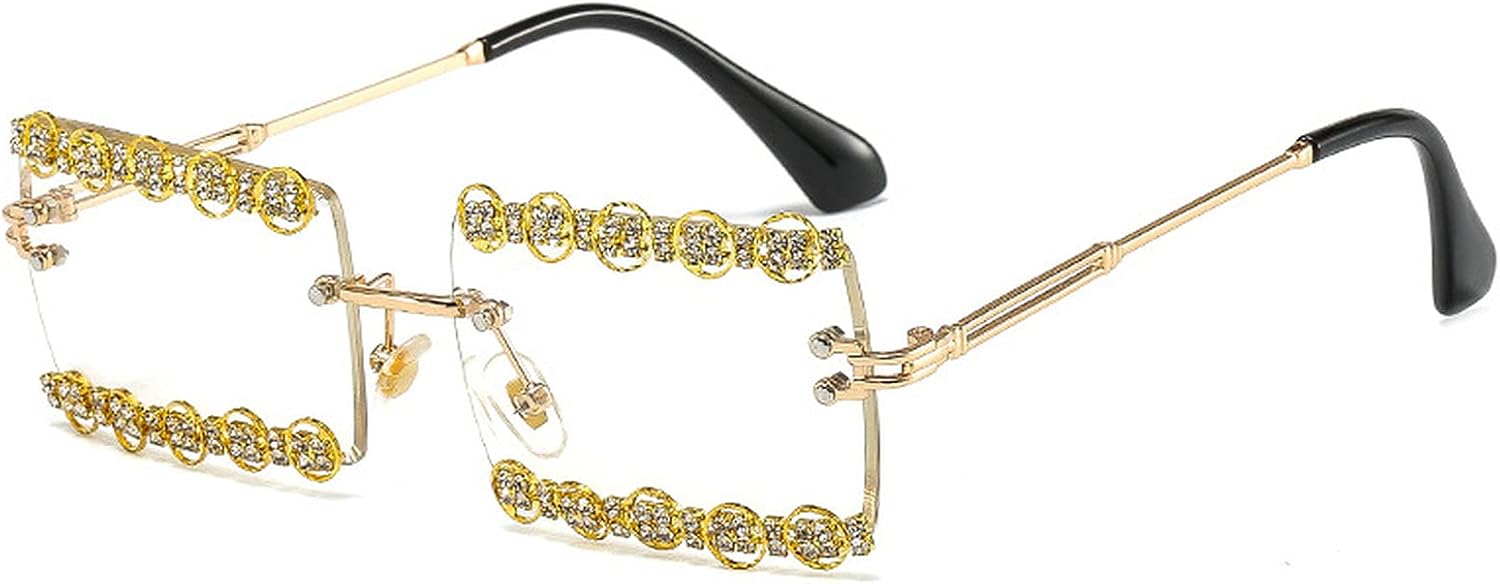 

Солнцезащитные очки COTIA прямоугольной формы без оправы для женщин и мужчин, с бриллиантовой огранкой, квадратной оправой, модные ретро-очки с металлическим каркасом, Transparent