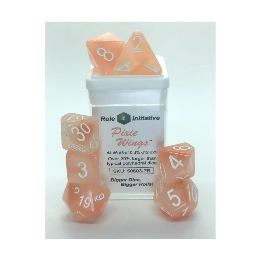 

Набор Poly — крылья пикси с белым (15), Game Dice - Jade (Role 4 Initiative)