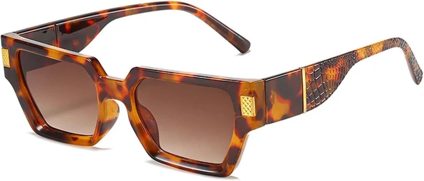 

Винтажные женские и мужские роскошные солнцезащитные очки с заклепками, модные, трендовые, для активного отдыха и путешествий, защита от УФ-излучения UV400 TKKTLLT, Leopard Tea