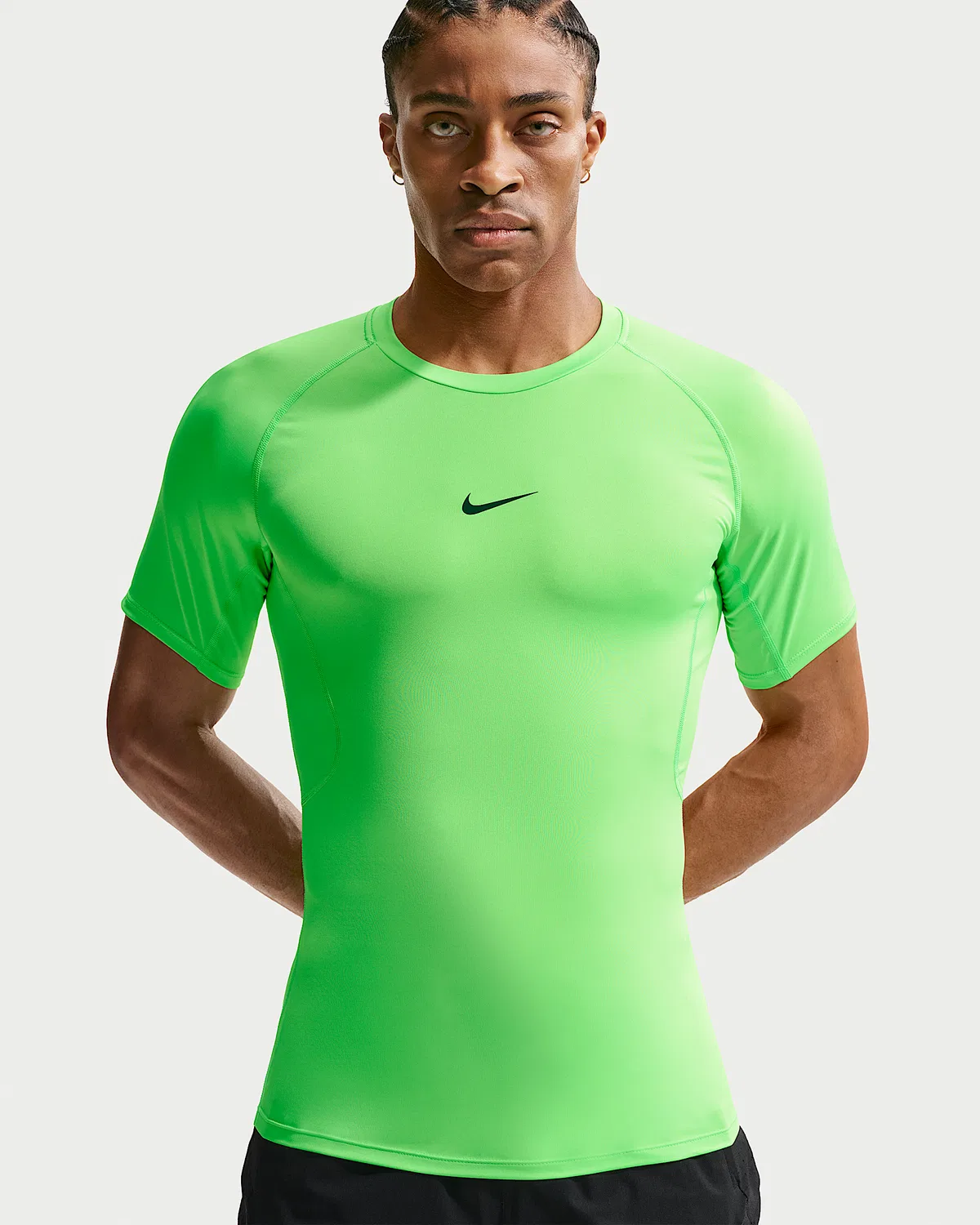 Мужская облегающая футболка с коротким рукавом Dri-FIT Nike Pro, Green Strike/Black