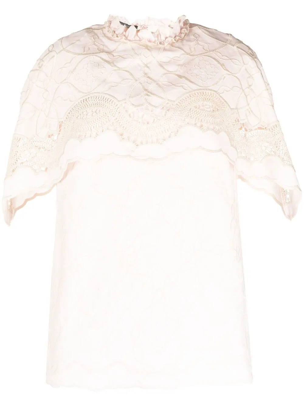 

Блузка с короткими рукавами и вышивкой Alberta Ferretti, розовый