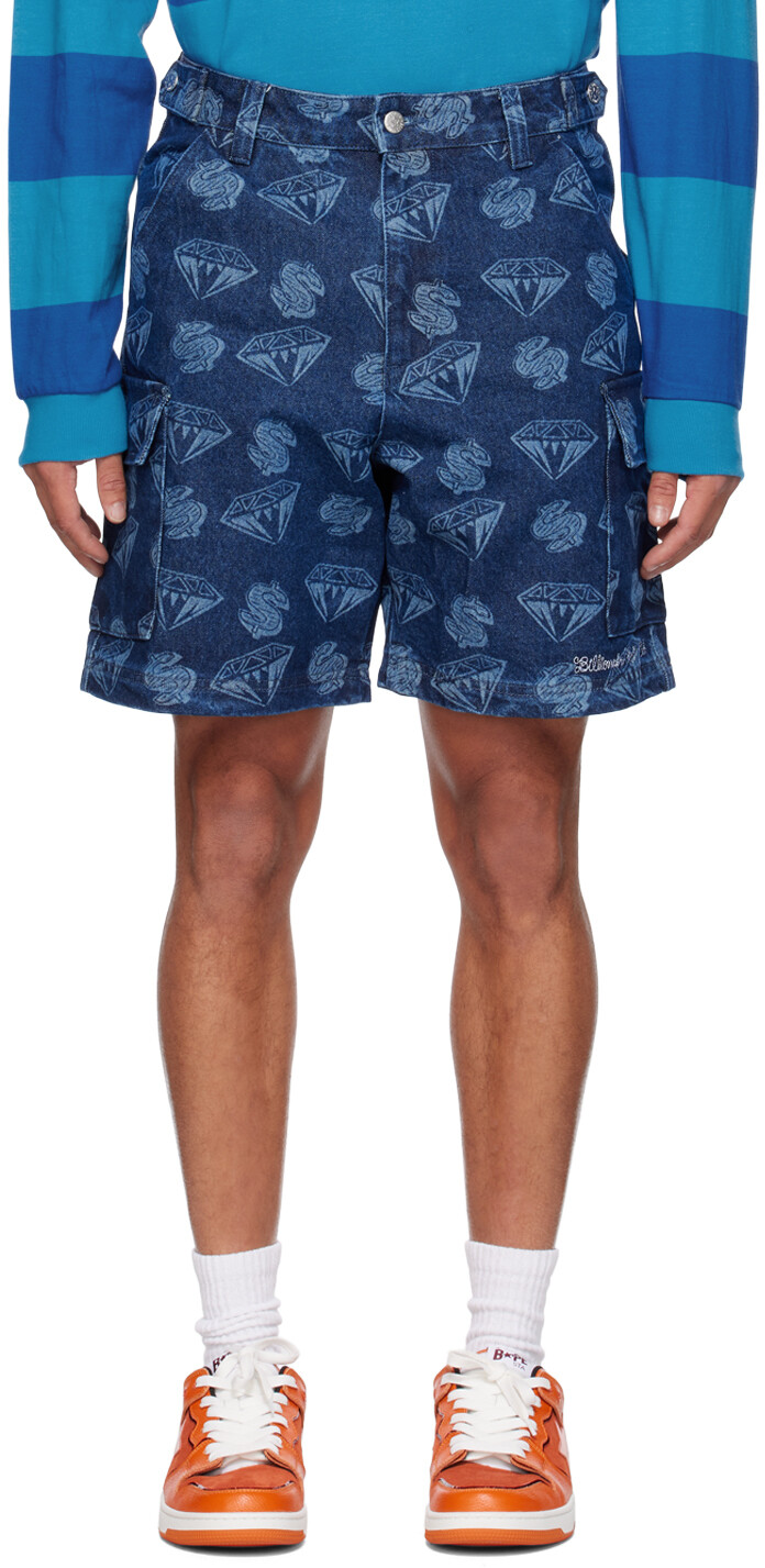

Синие джинсовые шорты с принтом Billionaire Boys Club