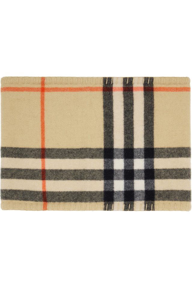 

Burberry Бежевый клетчатый кашемировый шарф-снуд