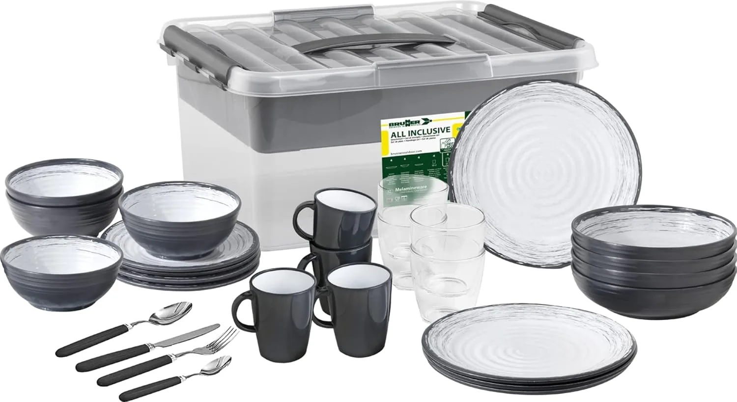 Набор посуды BRUNNER 0830150N.C3S, 40 предметов, Melamine Stonetouch VIP Granada