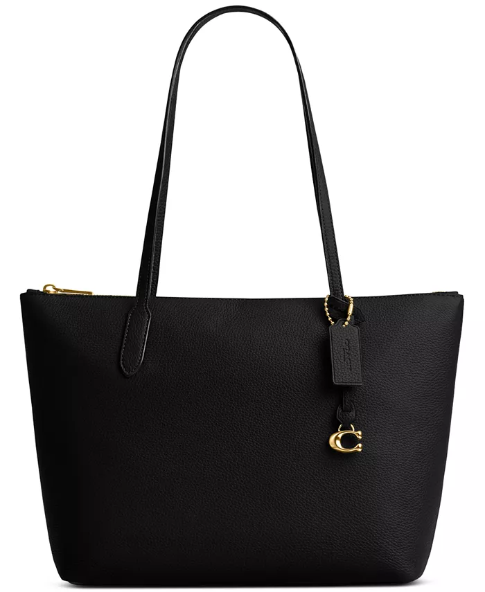 

Сумка-тоут Bella из гладкой кожи с текстурой гальки COACH, черный