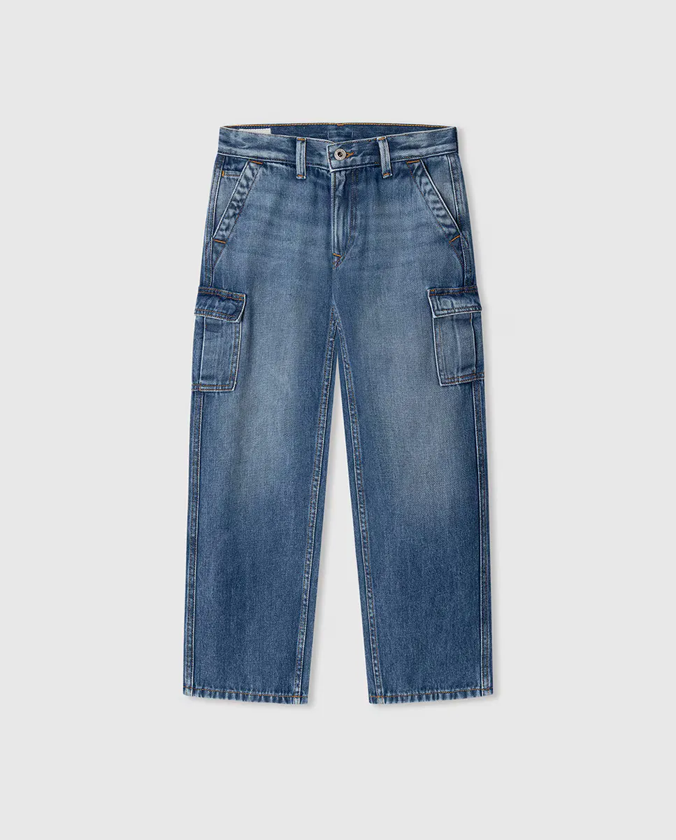 

Свободные джинсы-карго для мальчиков из денима Pepe Jeans, синий